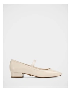 Alannah Crinkle Patent Leather Mary Jane in Ivory