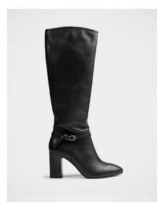 Presley Leather Knee High Boot in Black
