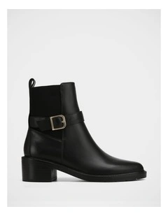 Brandy Leather Ankle Boot in Black