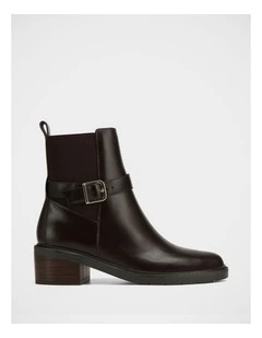 Brandy Leather Ankle Boots in Dark Brown