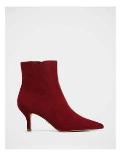 Tiara Suede Leather Ankle Boot in Berry