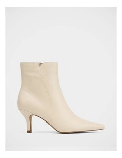 Tiara Leather Ankle Boot in Ecru