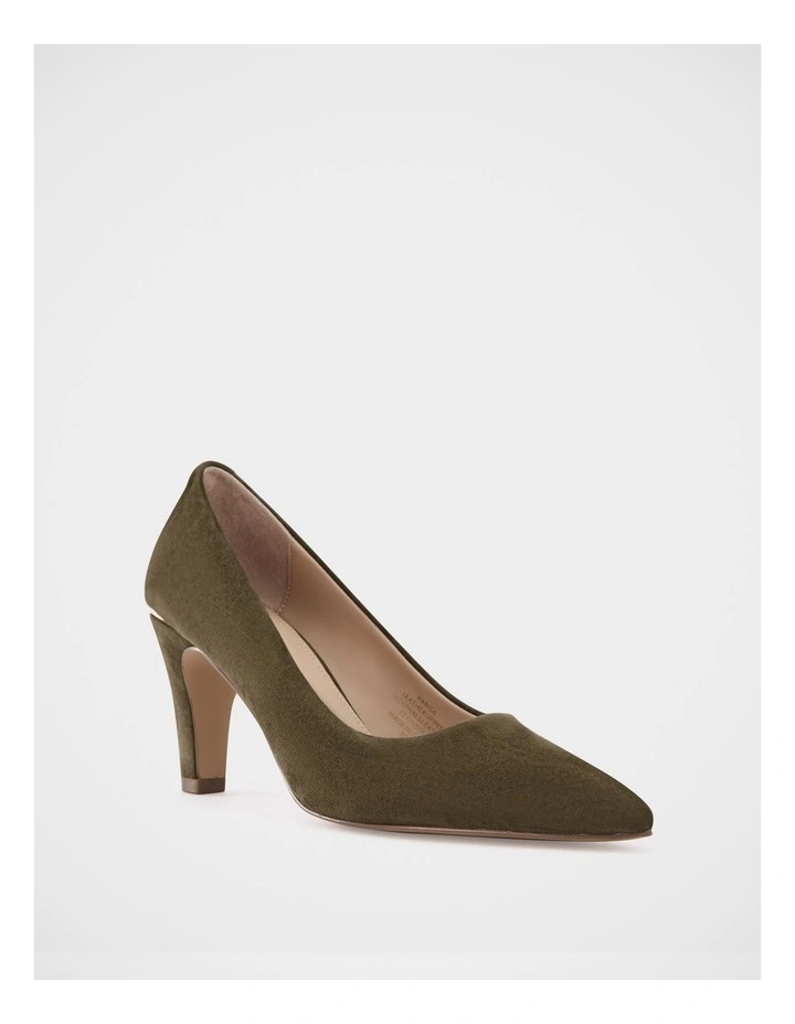Parisa Suede Leather Pump in Olive Green image 2