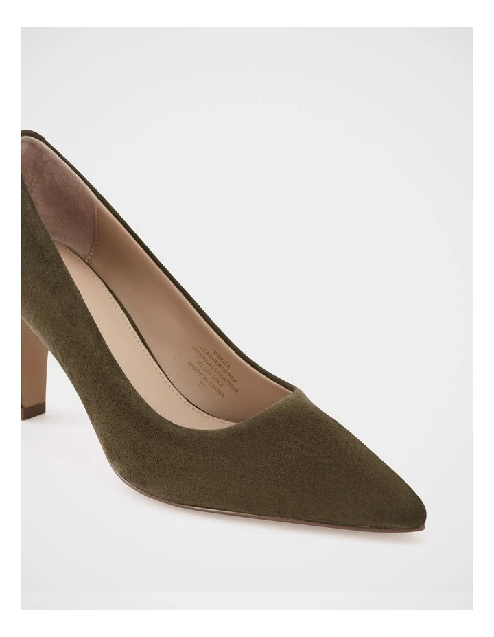 Parisa Suede Leather Pump in Olive Green image 3