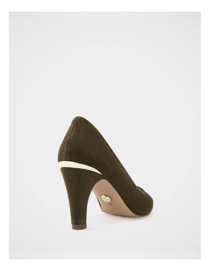 Parisa Suede Leather Pump in Olive Green image 4