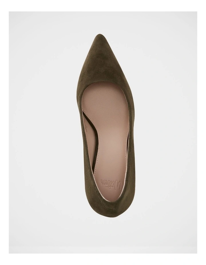 Parisa Suede Leather Pump in Olive Green image 5