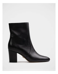 Kyrah Leather Ankle Boot in Black