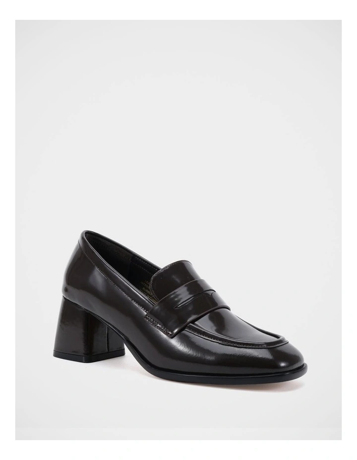 Kylie Leather Heeled Loafer in Espresso image 2