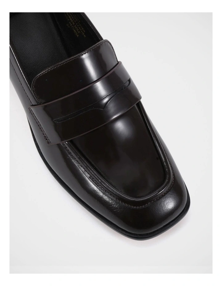 Kylie Leather Heeled Loafer in Espresso image 3