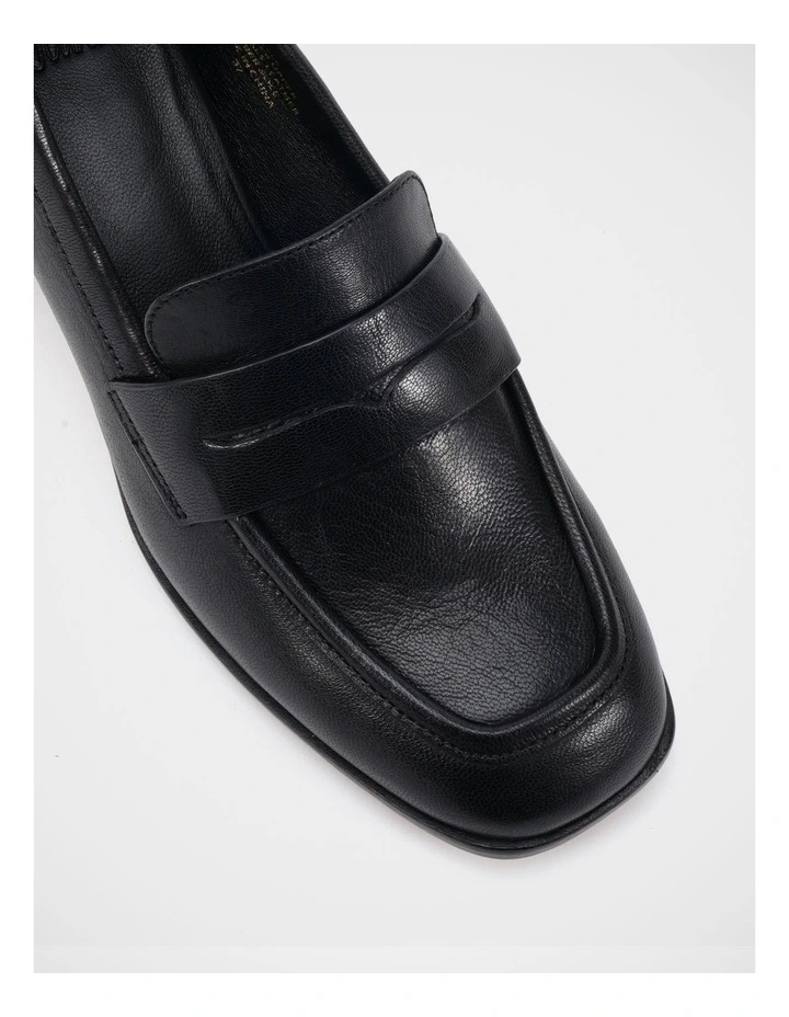 Kylie Leather Heeled Loafer in Black image 3