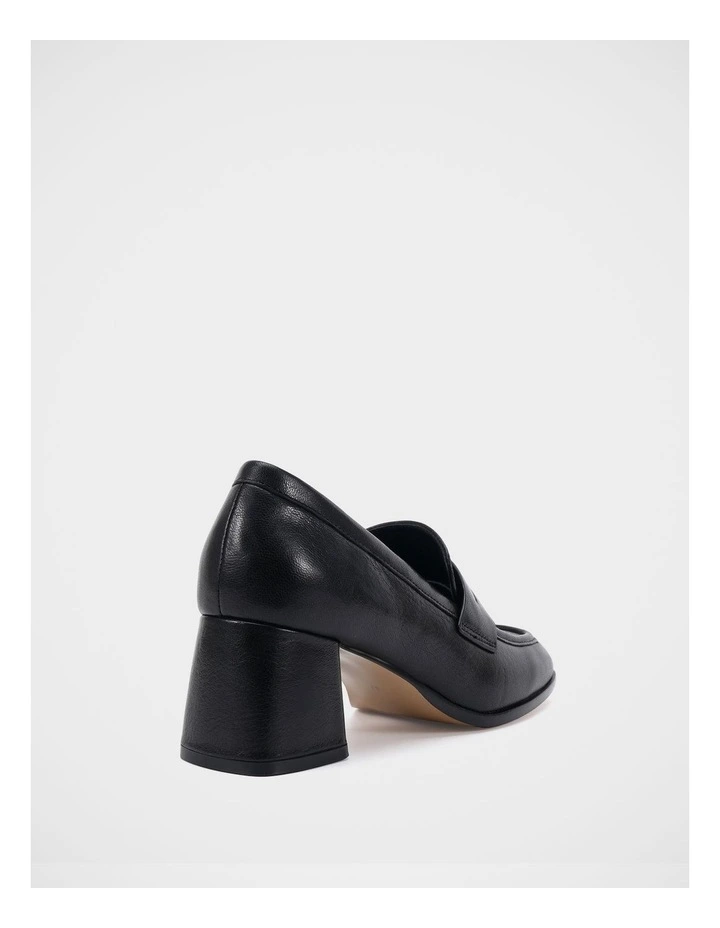 Kylie Leather Heeled Loafer in Black image 4