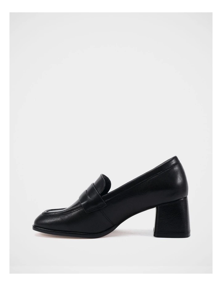 Kylie Leather Heeled Loafer in Black image 6