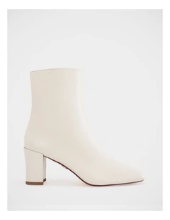 Lena Leather Ankle Boot in Ecru