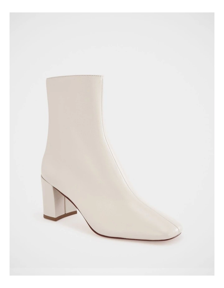 Lena Leather Ankle Boot in Ecru image 2