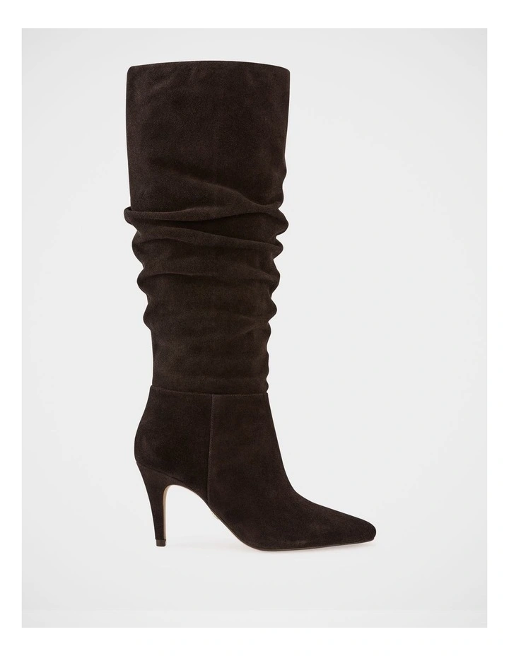Romayn Suede Leather Knee High Boot in Ebony image 1