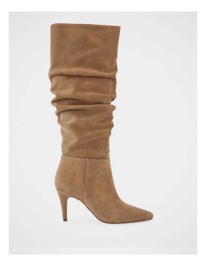 Romayn Suede Leather Knee High Boot in Fawn image 1