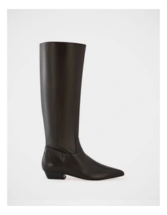 Carys Leather Knee High Boot in Black