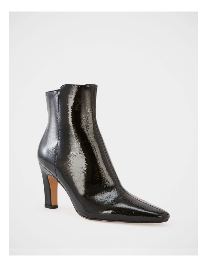 Loz Crinkle Patent Leather Ankle Boot in Black image 2