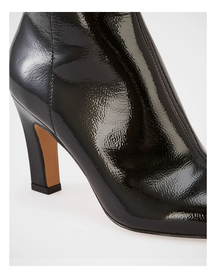 Loz Crinkle Patent Leather Ankle Boot in Black image 3