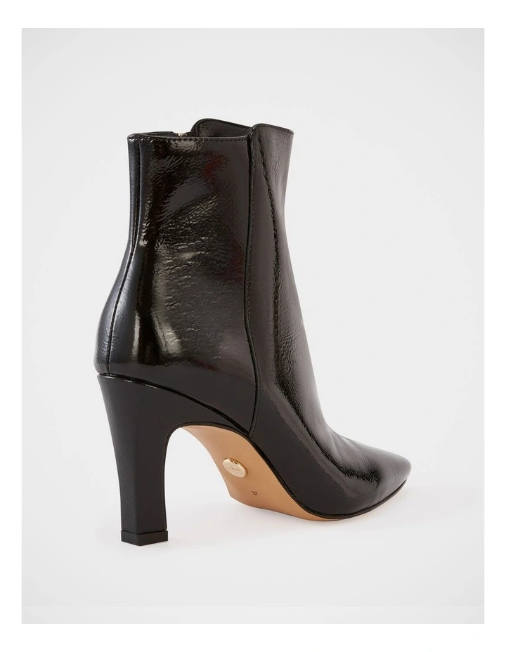 Loz Crinkle Patent Leather Ankle Boot in Black image 4