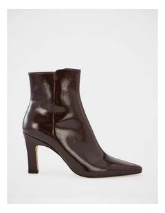 Loz Crinkle Patent Leather Ankle Boot in Plum