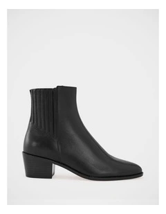 Jesse Leather Ankle Boot in Black