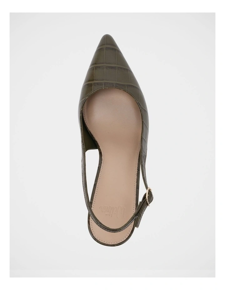 Riker Croc Embossed Leather Slingback in Olive image 5