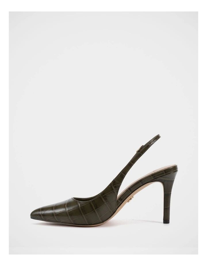 Riker Croc Embossed Leather Slingback in Olive image 6