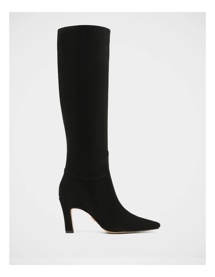 Louella Suede Leather Knee High Boot in Black image 1