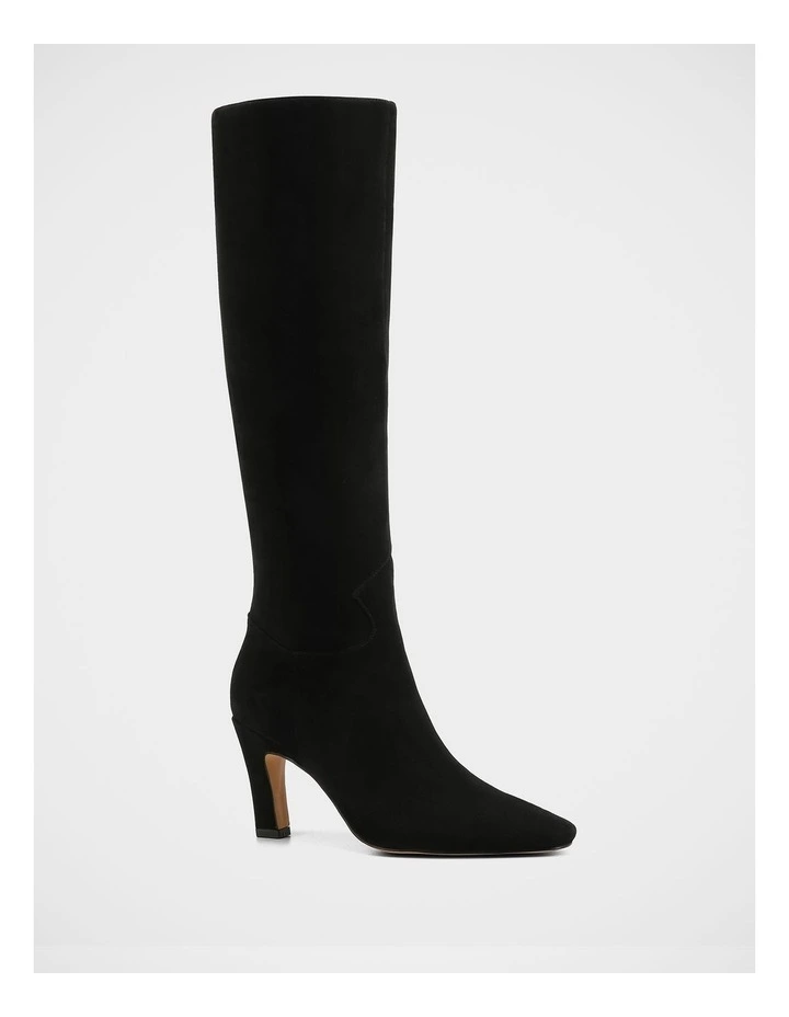 Louella Suede Leather Knee High Boot in Black image 2