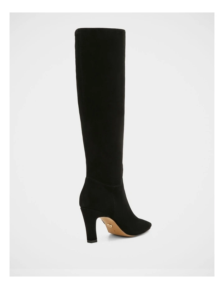 Louella Suede Leather Knee High Boot in Black image 4