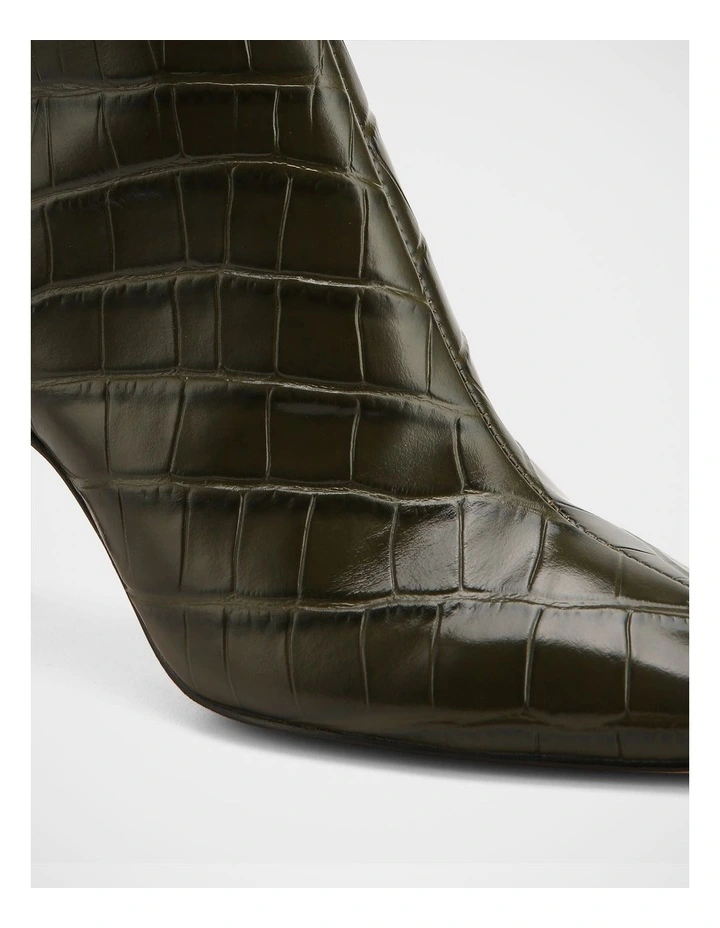 Loz Croc Embossed Leather Ankle Boot in Green image 3