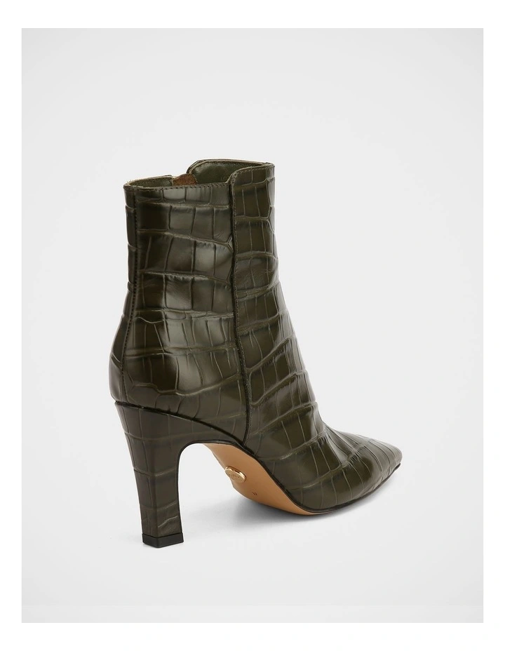 Loz Croc Embossed Leather Ankle Boot in Green image 4