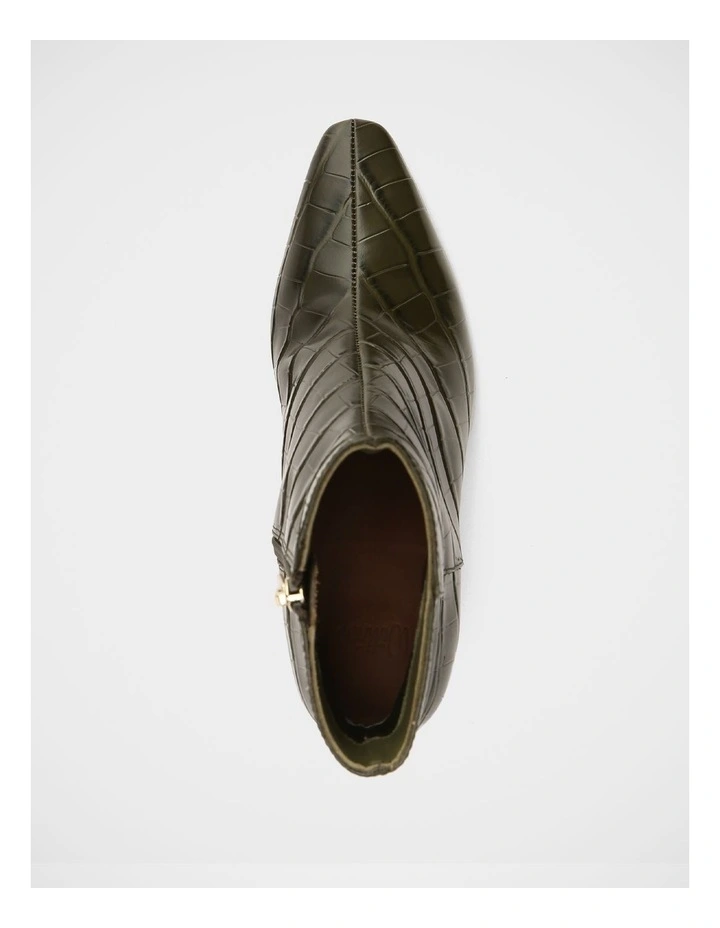 Loz Croc Embossed Leather Ankle Boot in Green image 5