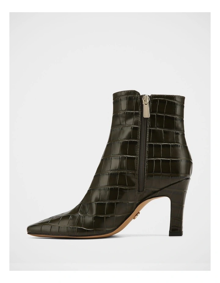 Loz Croc Embossed Leather Ankle Boot in Green image 6