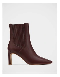 Natalie Pebbled Leather Ankle Boot in Raisin