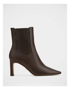 Natalie Pebbled Leather Ankle Boot in Dark Brown