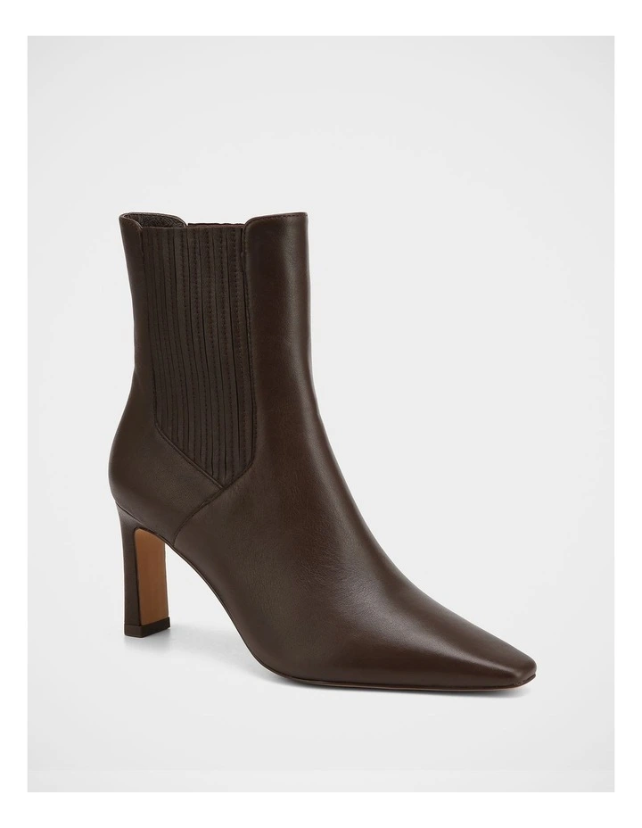 Natalie Pebbled Leather Ankle Boot in Dark Brown image 2