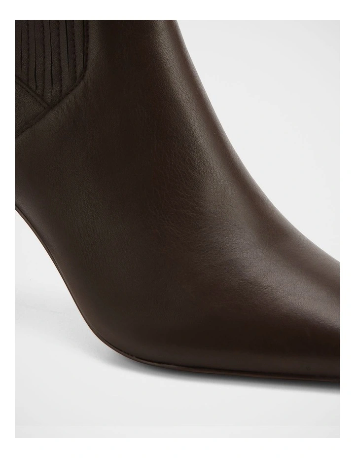 Natalie Pebbled Leather Ankle Boot in Dark Brown image 3