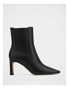 Natalie Leather Ankle Boot in Black