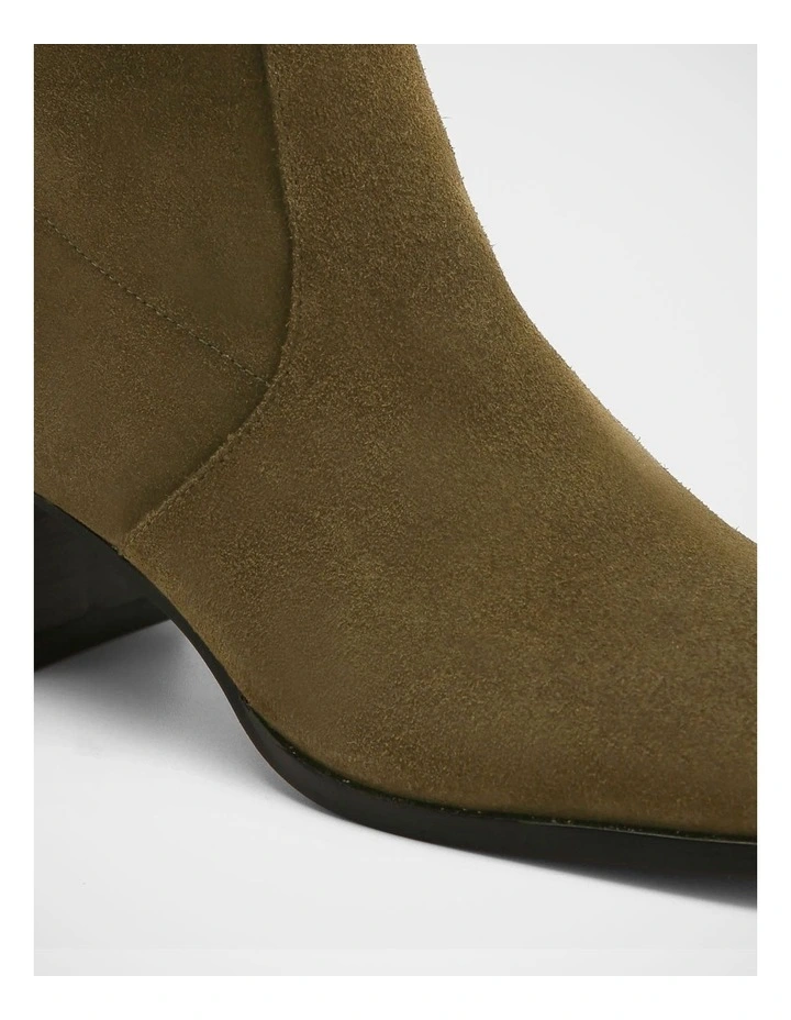 Gaylen Suede Leather Ankle Boot in Olive Green image 3