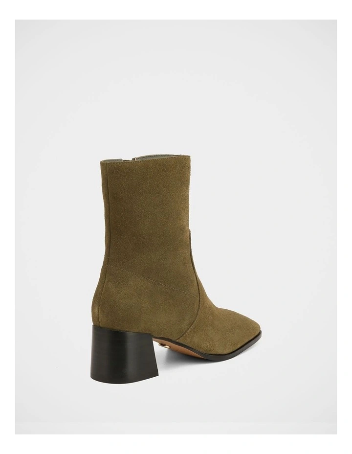 Gaylen Suede Leather Ankle Boot in Olive Green image 4