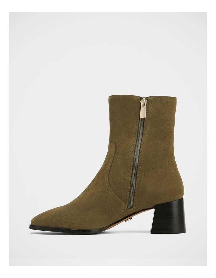 Gaylen Suede Leather Ankle Boot in Olive Green image 6