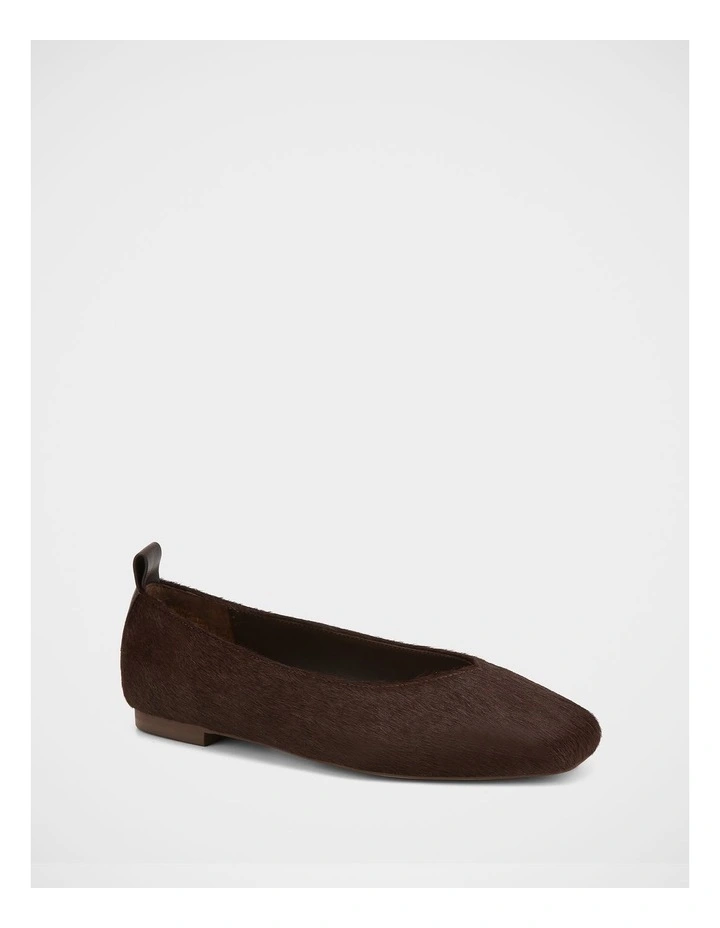 Belinda Hair-on Leather Ballet Flat in Chocolate image 2