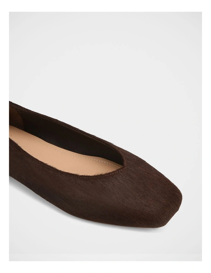 Belinda Hair-on Leather Ballet Flat in Chocolate image 3