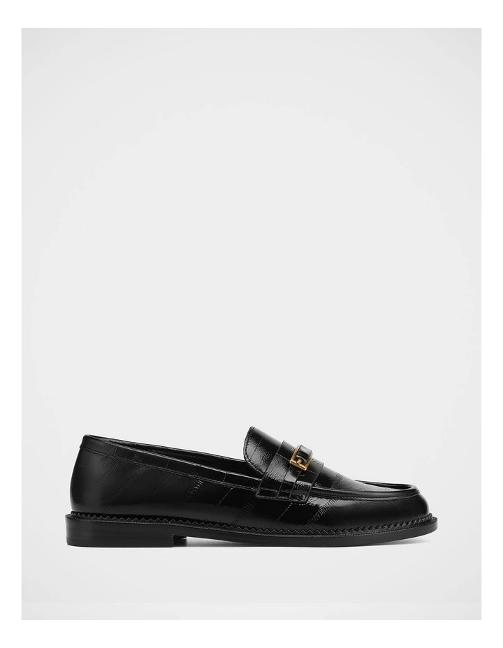 Bennett Croc Embossed Leather Loafer in Black image 1
