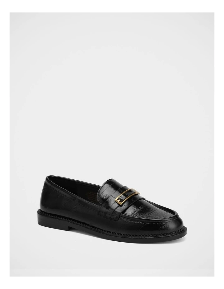 Bennett Croc Embossed Leather Loafer in Black image 2