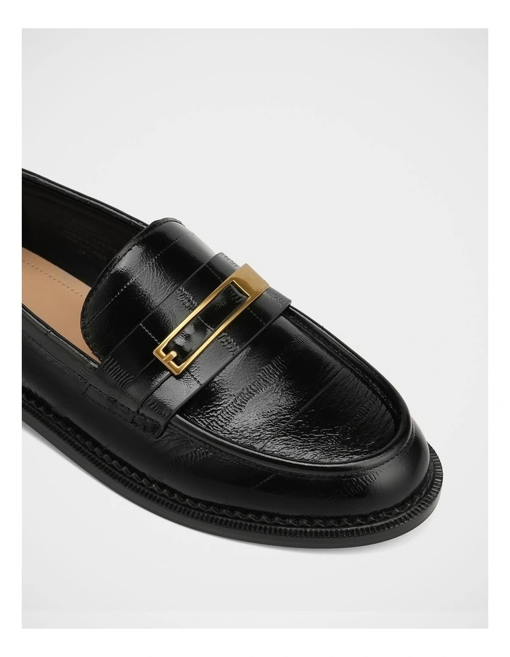 Bennett Croc Embossed Leather Loafer in Black image 3