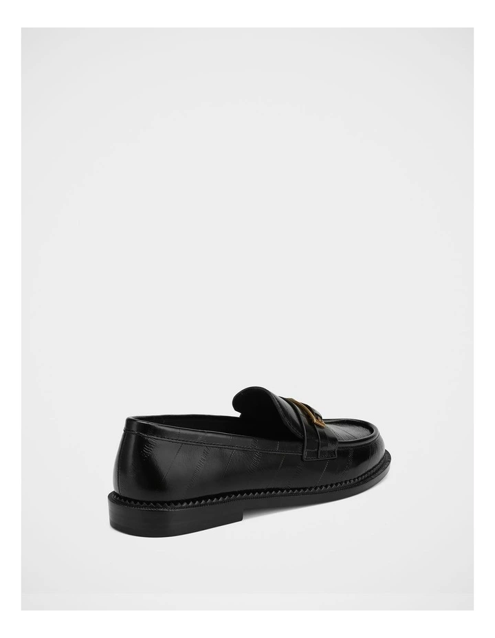 Bennett Croc Embossed Leather Loafer in Black image 4
