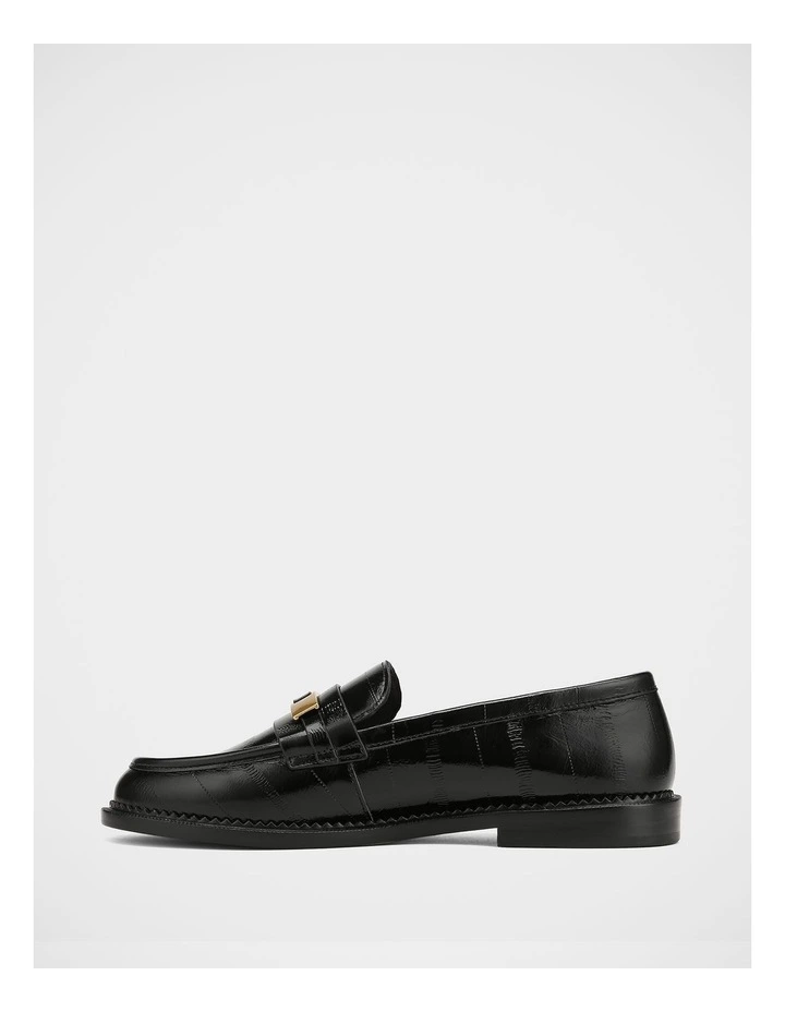 Bennett Croc Embossed Leather Loafer in Black image 6